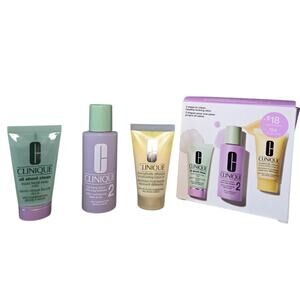 Clinique Skin School 3 Step Cleanse Exfoliate Moisturize Dry Combo Set